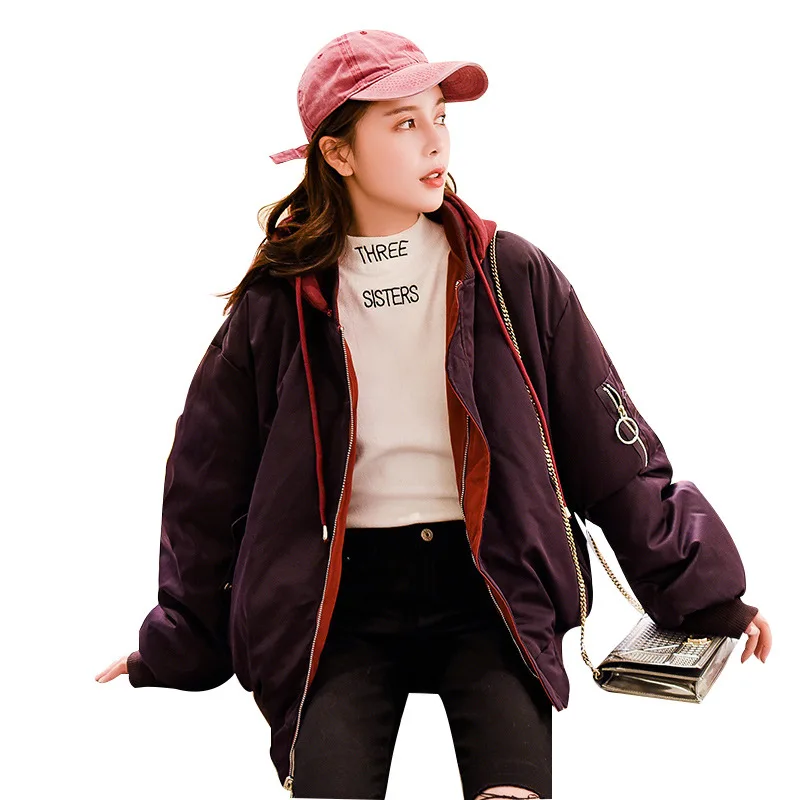 Women Reversible Down Jacket Hooded Solid Loose Casual Cotton Coats Korean Simple Boyfriend Parka | Женская одежда