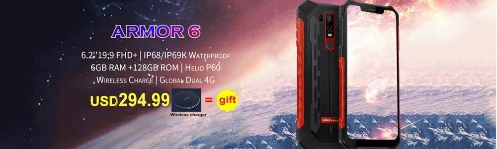 Ulefone Armor 6E IP68 Водонепроницаемые мобильные телефоны Android 9,0 6," Helio P70 4G+ 64G Face ID NFC Беспроводная зарядка прочный смартфон