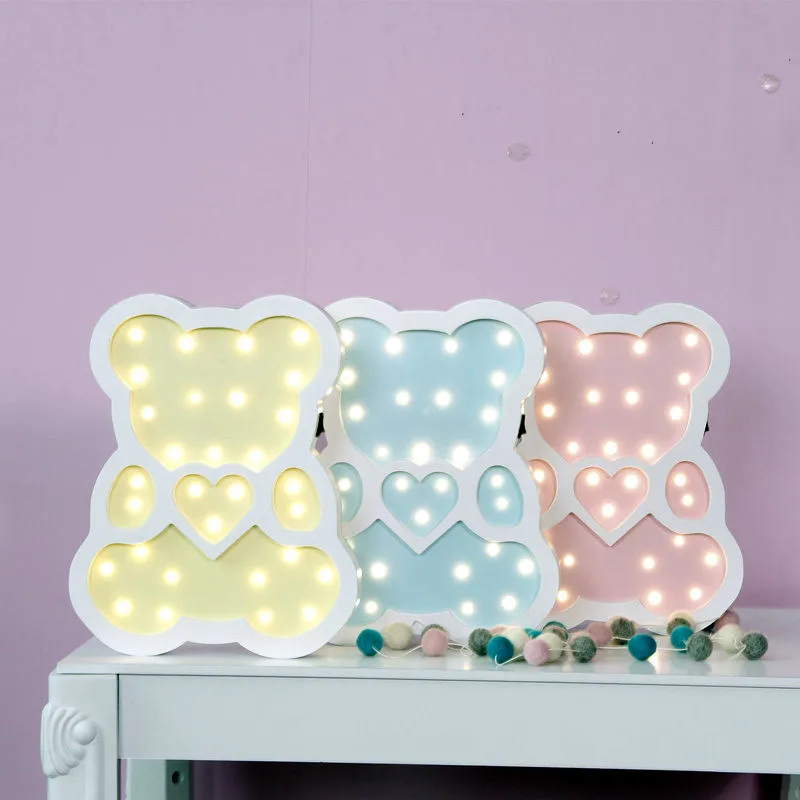 Креативные светодиодные деревянные повесить трубку с милым медведем Детские для