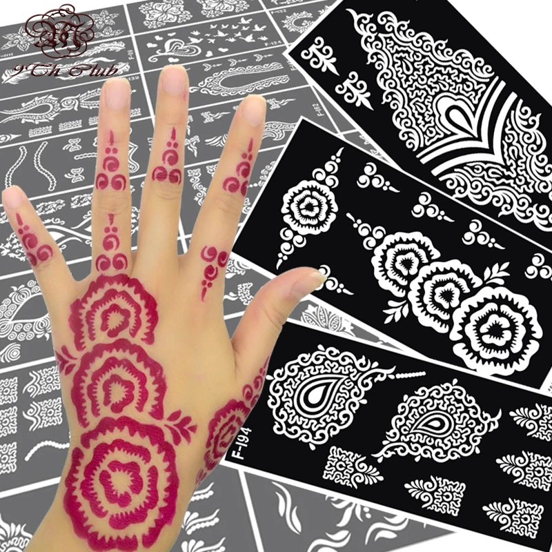 10 шт. трафареты для татуировок хной Менди индийские шаблоны Аэрограф кружевное