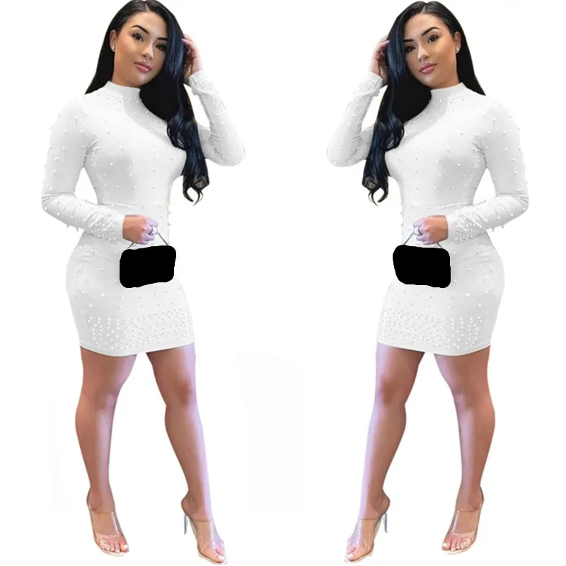 Женское вечернее мини-платье с жемчугом и бусинами сексуальное облегающее