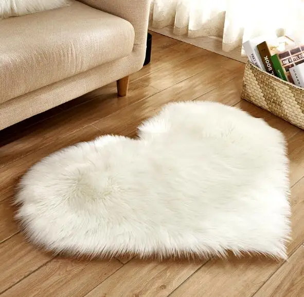 Милое сердце больше размеров Искусственная овчина коврик для стула спальни