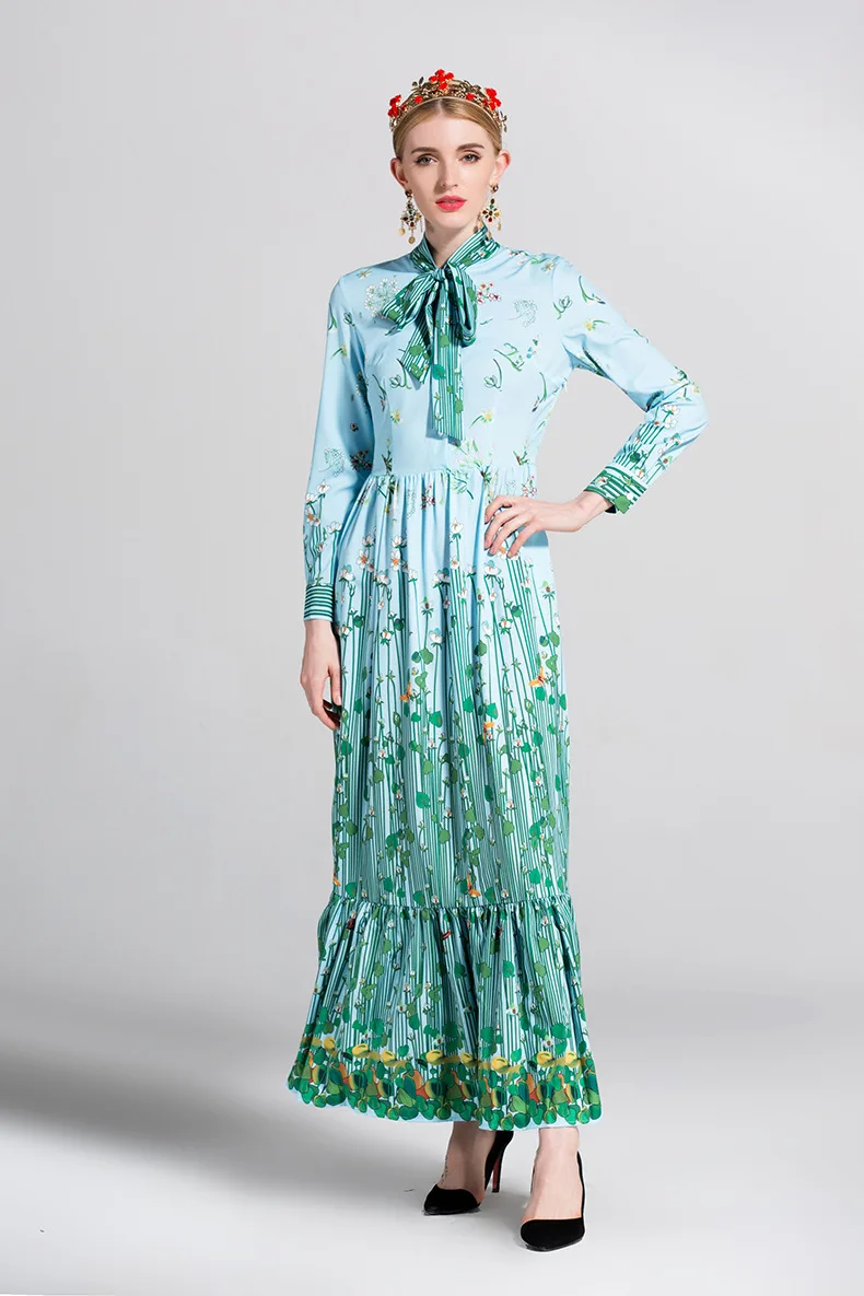 2018 Весна Лето Большой показать Подиум с теми же пункт в богемном стиле принтом