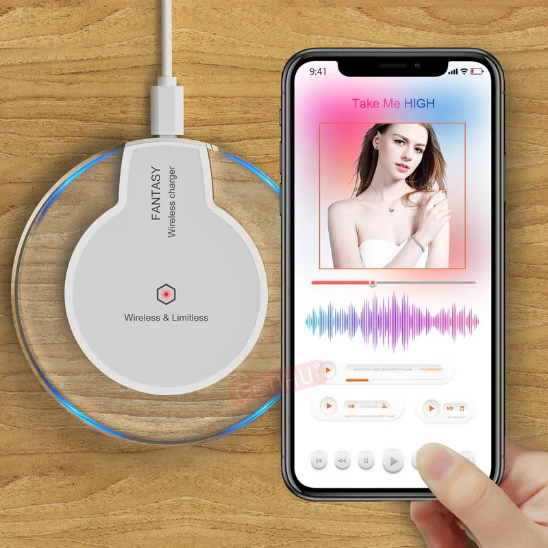 GETIHU LED Qi Wireless Charger For iPhone XS Max 8 Plus Fast USB Charging Pad for Samsung Galaxy S9 Note 9 Xiaomi | Мобильные
