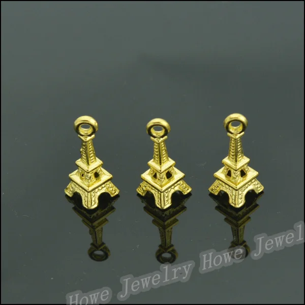 Оптовая продажа, 120 шт., ювелирные изделия из эмалированного сплава золотого цвета, подвески с изображением Эйфелевой башни, подвески для браслетов и ожерелий, изготовление ювелирных изделий своими руками