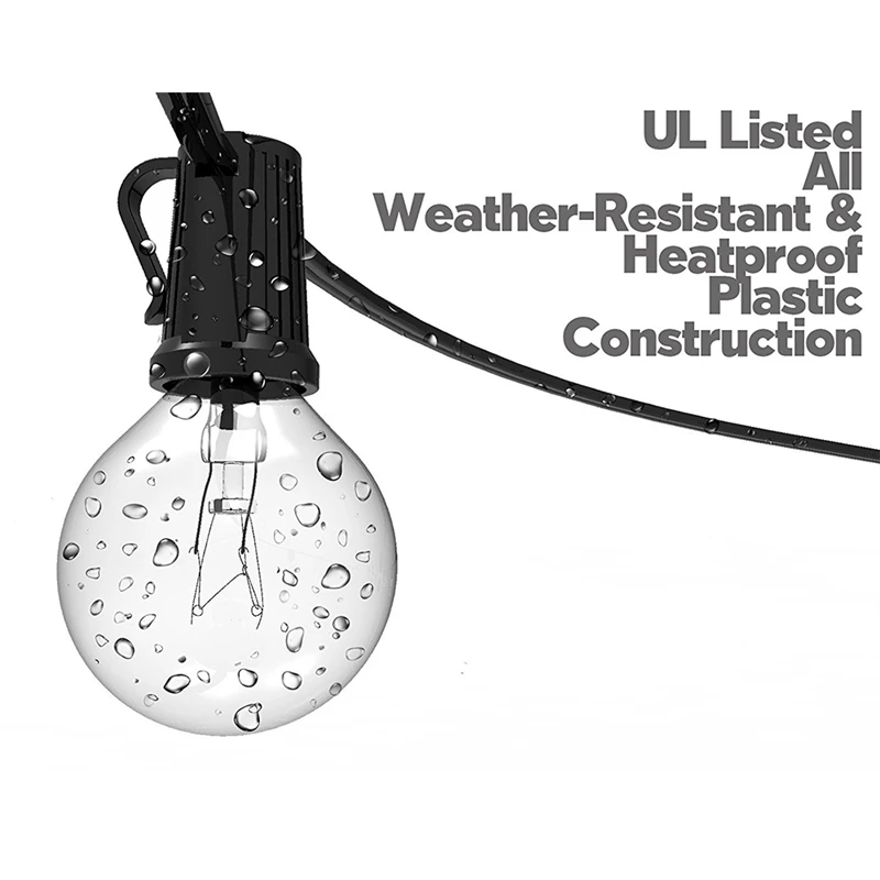 25ft String Holiday Light with G40 Globe Clear Bulb for Backyard Patio Lights Vintage Bulbs Decorative Outdoor | Лампы и освещение