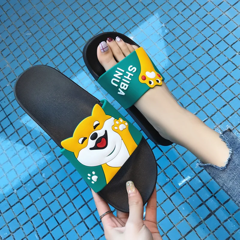 Летние шлепанцы Женские с героями мультфильмов Пляжная обувь собаками Уличные