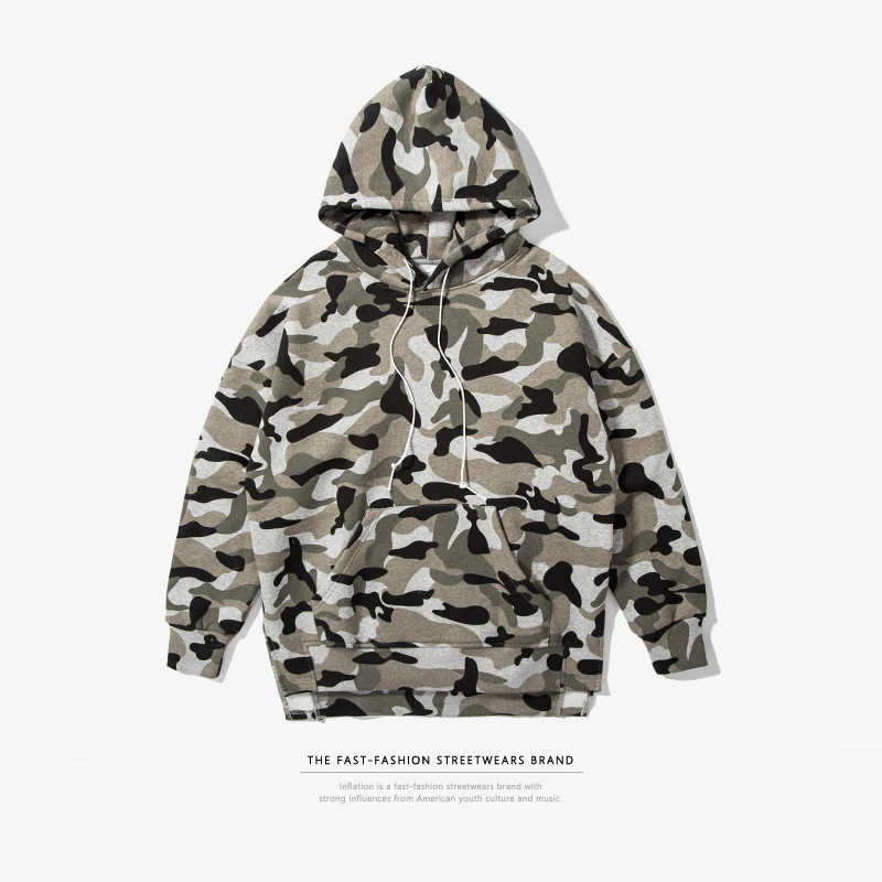 Инфляции Camo Hoodie Для мужчин модные толстовки с капюшоном оригинальный бренд