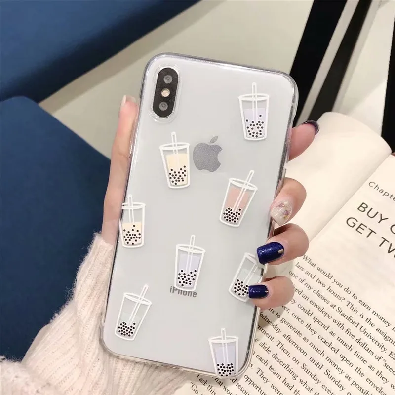 Чай с молоком из мягкого силикона узором чехол на корпус телефона для iPhone 8 7 6 6s