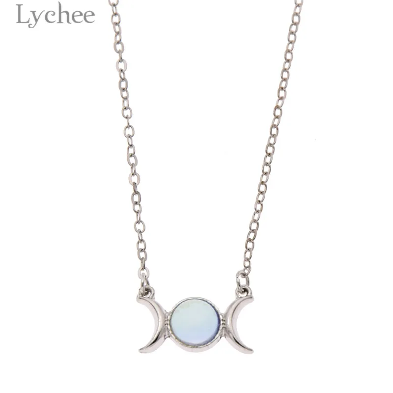 Lychee 1 шт. Трендовое женское ожерелье из сплава с натуральным камнем и тройной