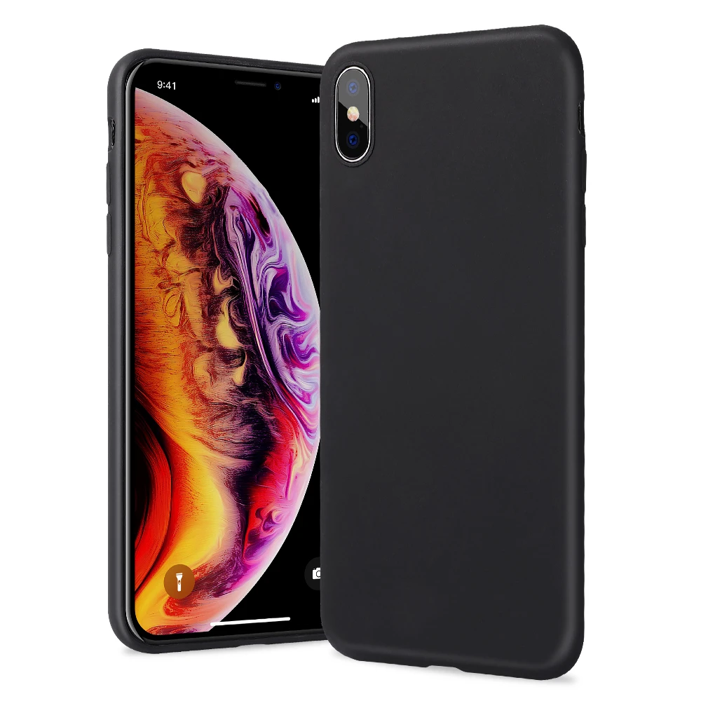 Противоударный чехол для iPhone Xs Max тонкий из жидкого силикона задняя крышка