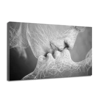 home decor art waterproof ink painting abstract lovers kiss picture printed canvas for bedroom office hotel hd printed poster