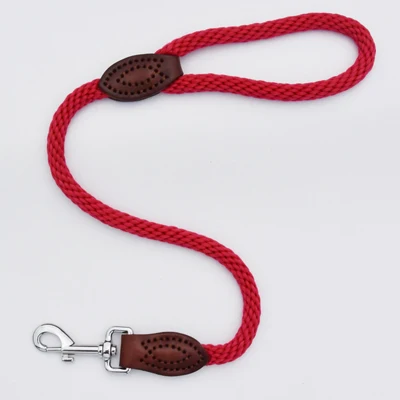 red color Высококачественный короткий поводок для собак с ручкой движения для средних и больших собак нейлоновая веревка и кожаная веревка для собак товары для собак - Цвет: red color