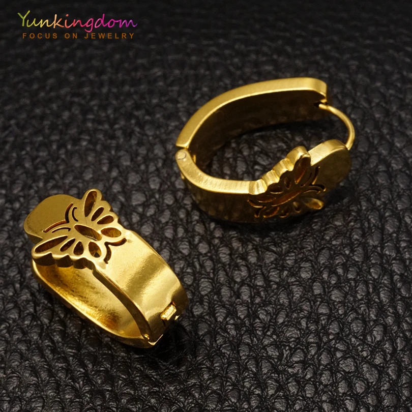 Женские серьги-кольца с кристаллами из нержавеющей стали | Украшения и