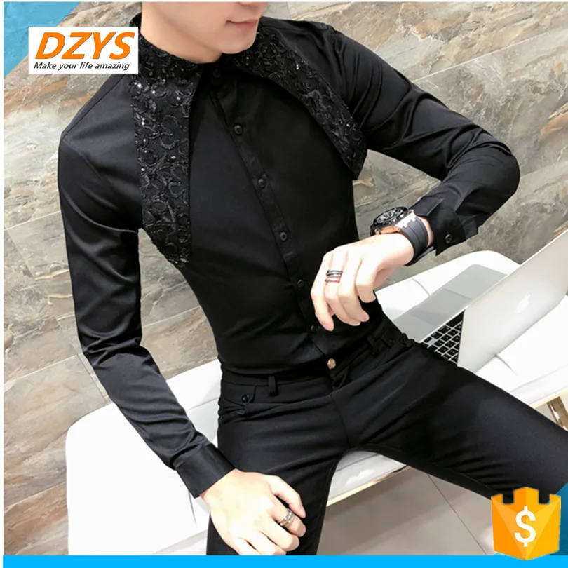 

DZYS-WH Spring new style long sleeve shirt personality Young Korean version of Slim man shirt