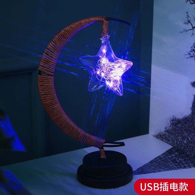 Звездная Луна ночник девушка Атриум спальня сетка Красное освещение