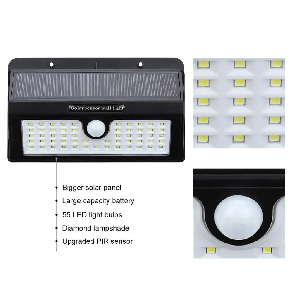 Светильник садовый на солнечной батарее 55 светодиодов 3 режима|Светодиодные