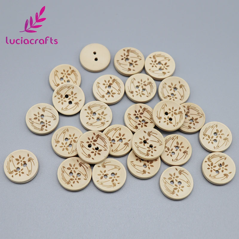 Lucia crafts 24 шт./лот 20 мм круглая лазерная маркировка Деревянные Пуговицы DIY аксессуары для одежды натуральное дерево; для шитья скрапбукинга E0111