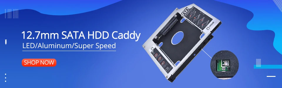 TISHRIC Универсальный алюминиевый 2-ой HDD Caddy 12,7 мм SATA 3,0 для 2," SSD жесткий диск чехол для драйвера корпус DVD CD-ROM адаптер Optibay