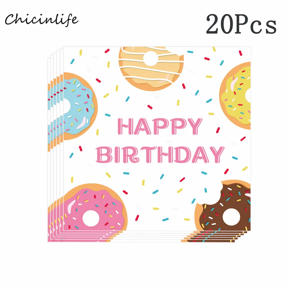 napkins Chicinlife пончик баннер бумажный стаканчик салфетки тарелки с днем рождения Юбилей ребенка душ конфеты украшение для бара и вечеринки пончик Вечерние - Цвет: napkins