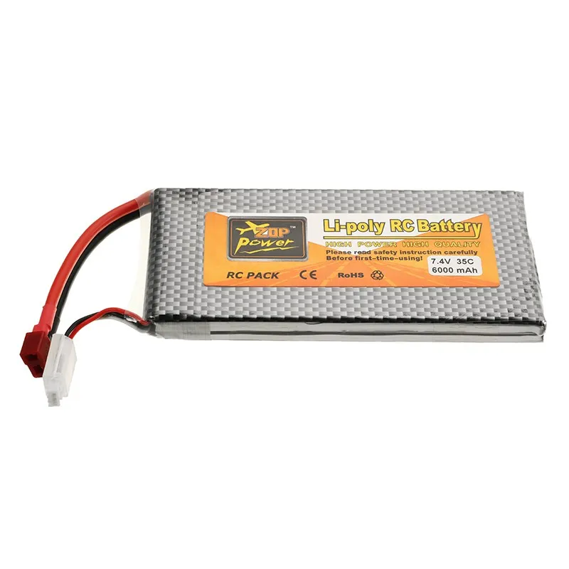 Высокое качество Перезаряжаемый ZOP Power 7 4 V 6000 мА/ч 35C 2 S Lipo Батарея T штекер для RC