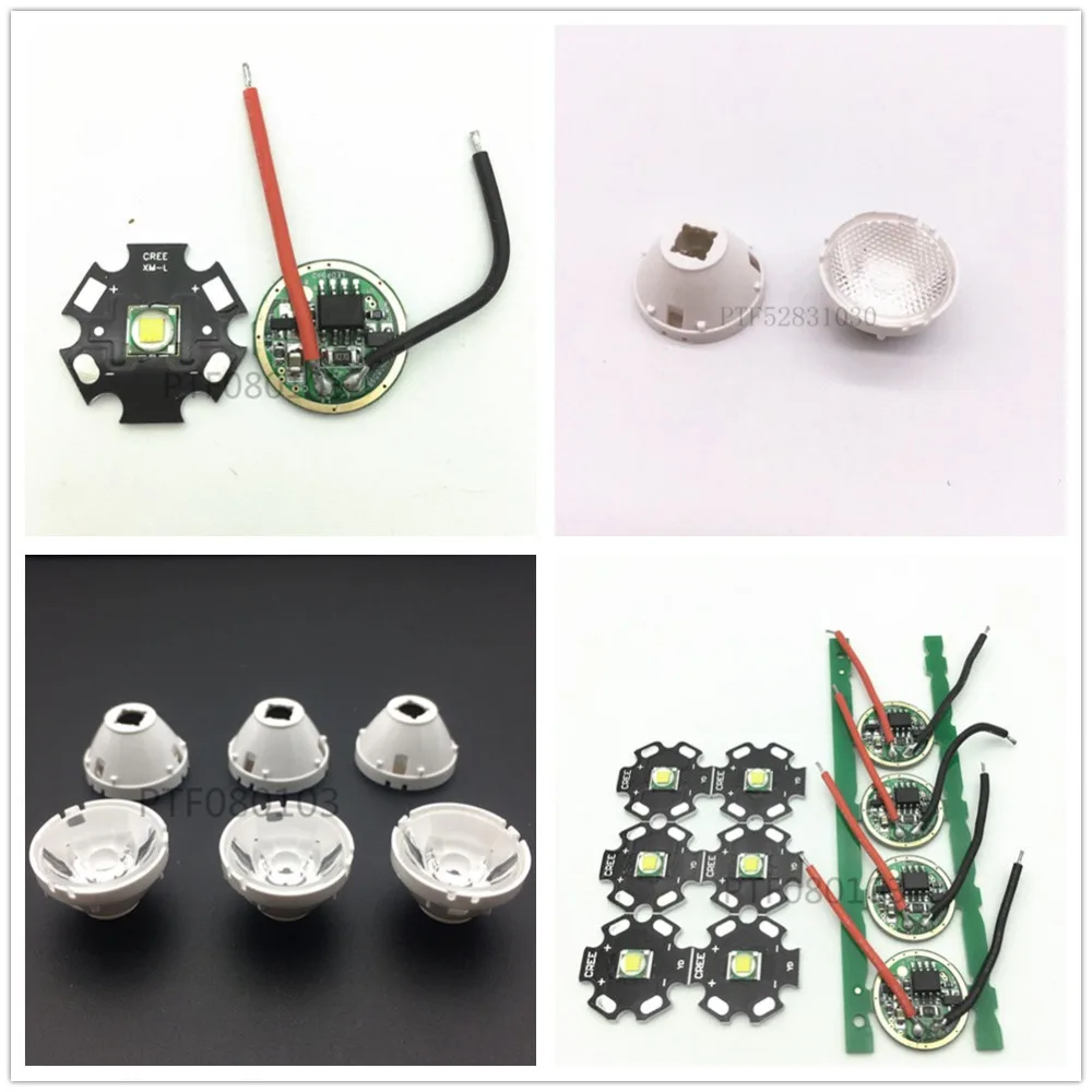 

1set CREE Xlamp XML2 XM-L2 T6 U2 10W WHITE High Power LED Emitter on 20mm star pcb +driver+lens For Flashlight DIY