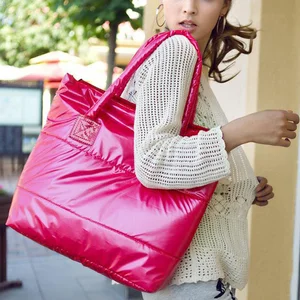 2021 модная зимняя сумка с хлопковой подкладкой, Женская вместительная сумка-тоут, однотонная, водонепроницаемая, с хлопковой подкладкой