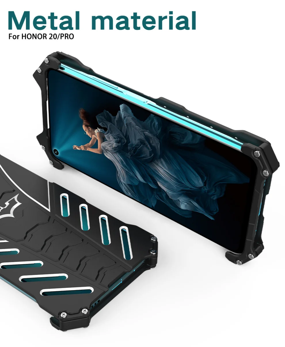Роскошный чехол Honor 20 Pro с Бэтменом, Алюминиевый металлический бампер, чехол для huawei Honor 20/Pro/20 S, тонкие жесткие противоударные чехлы для телефонов