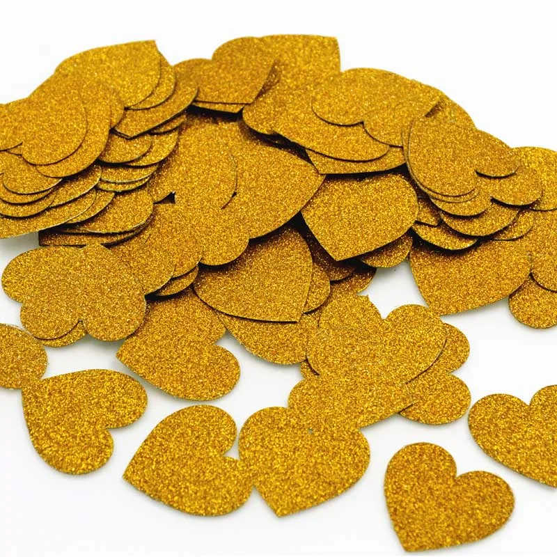 gold 100 шт/партия розовая Золотая блестящая бумага Сердце Конфетти детская игрушка в ванную день рождения настольный стол рассыпные украшения - Цвет: gold