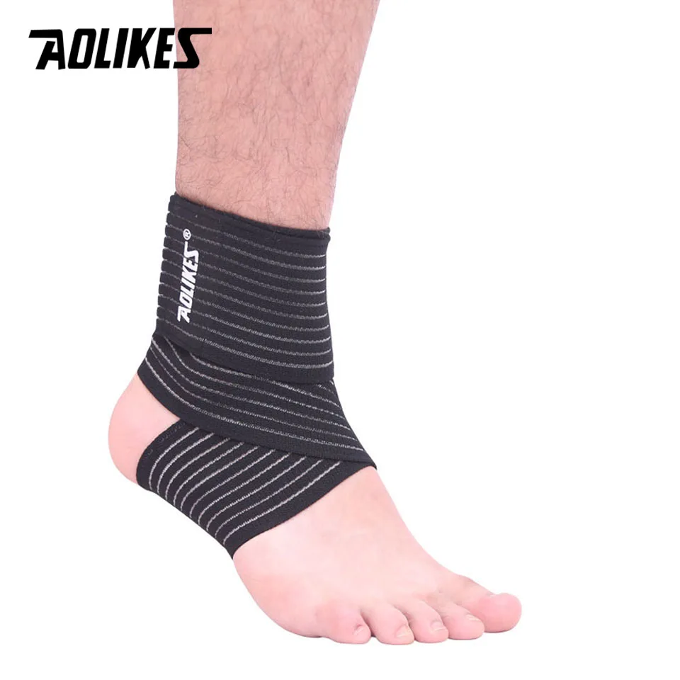 AOLIKES 1 шт. профессиональный спортивный штамм обертывания бинтов Эластичный лодыжки Поддержка колодки Защита лодыжки повязка на лодыжку защита тренажерный зал - Цвет: Black