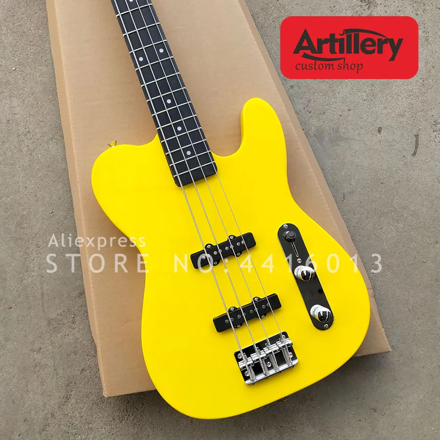 Фабричная артиллерия под заказ TELE бас-гитара 4 струны с черным грифом