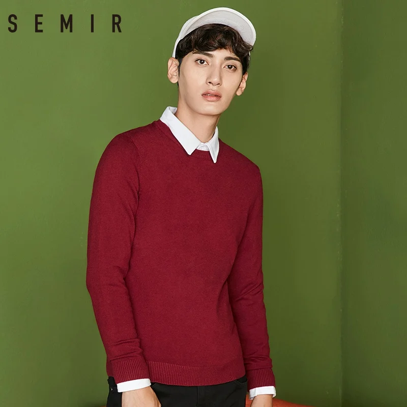 SEMIR свитер мужской 2018 зимний круглый вырез Однотонный подростковый теплый