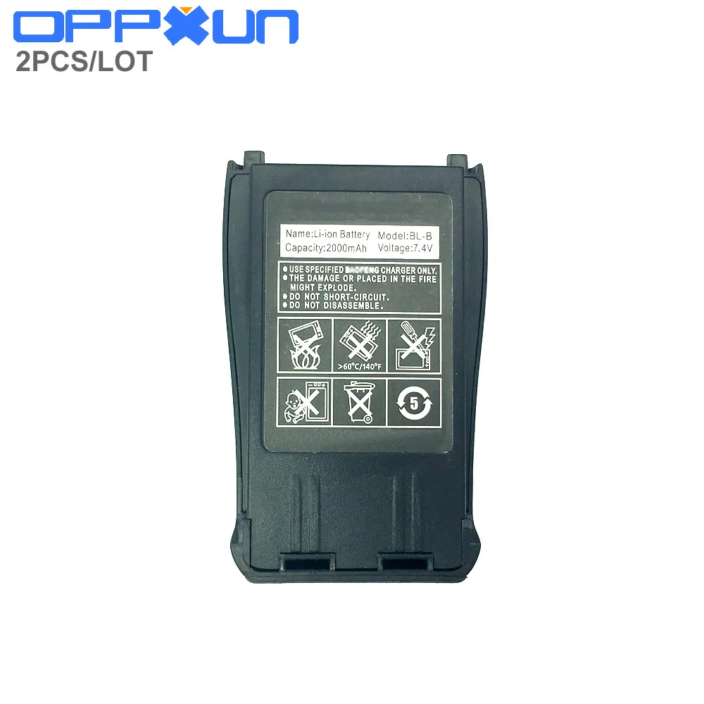 2 шт./лот BL-B 2000 мАч литий-ионный аккумулятор для Baofeng Walkie Talkie UV-B5 UV-B6
