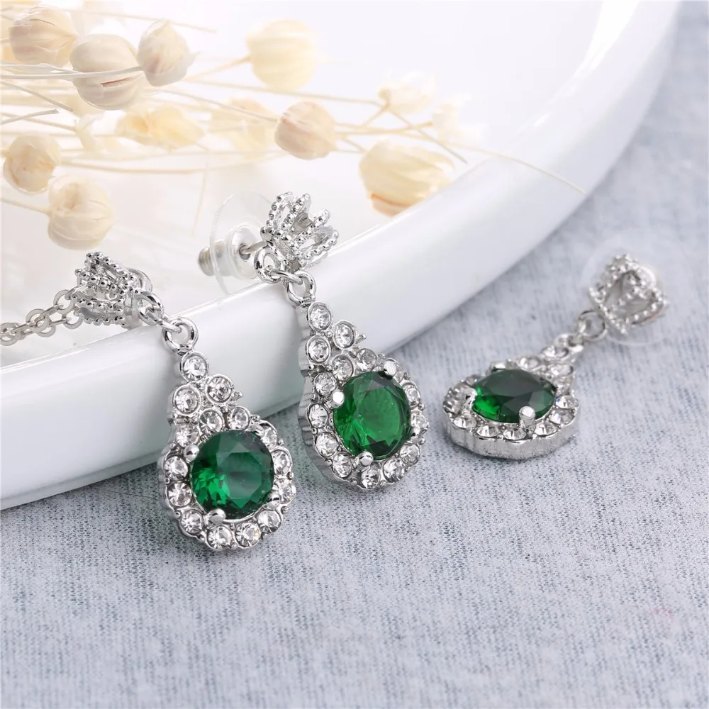 

valentine`s day hot wedding bridal women austrian Crystal Heart rhinestones Pendant Necklace Earrings Jewelry sets 80172
