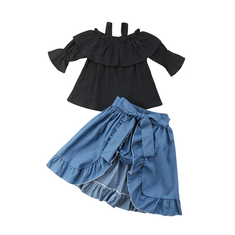 Комплект летней одежды Pudcoco для маленьких девочек топы с открытыми плечами и