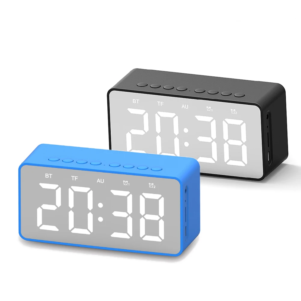 BT506 Wireless LED Display Mini Mirror Screen Alarm Clock Bluetooth Speaker Gift hot