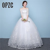white lace boat neck half sleeve fashion simple wedding dress gowns hiqh quality floor length big embroidery off the shoulder