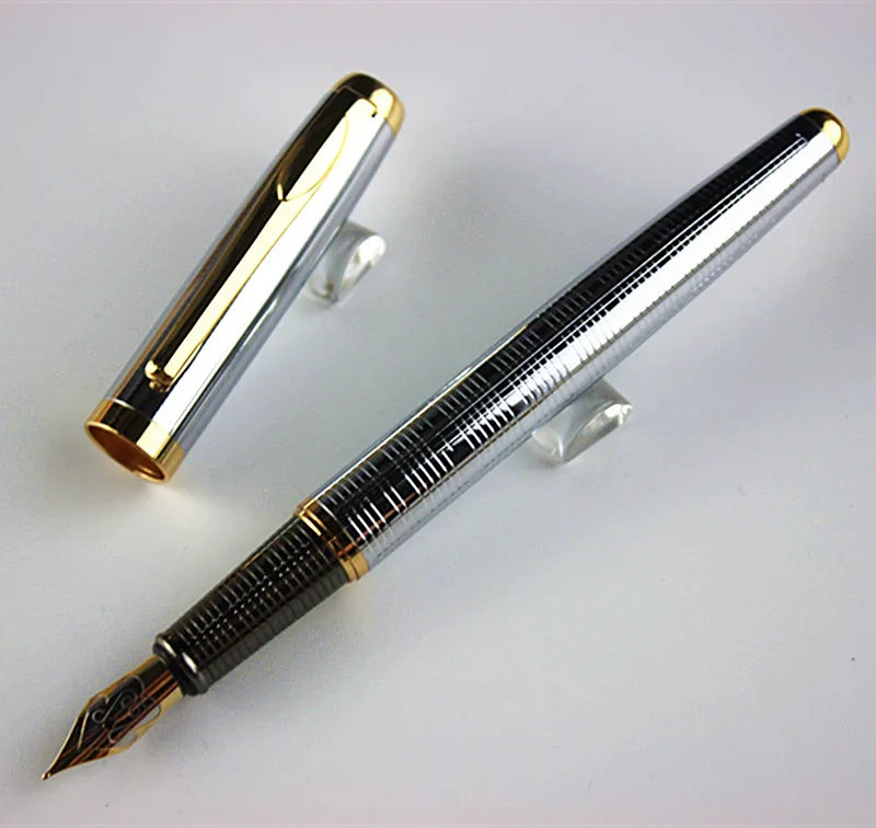 Ручка перьевая Классическая для школы и офиса золотистая серебристая|fountain