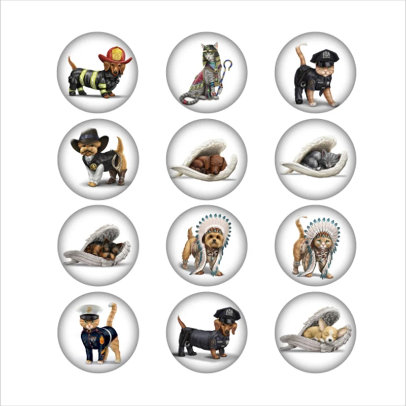 Полицейская собака стеклянная кнопка для защелок ювелирные изделия круглые фото