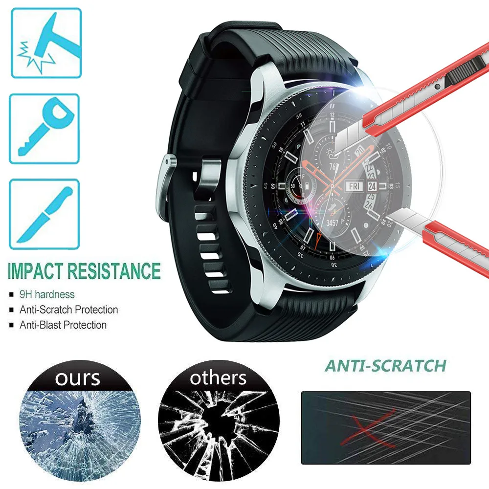 Закаленное стекло 2.5D для Samsung Galaxy Watch защитное 46 мм Защитная пленка экрана 3
