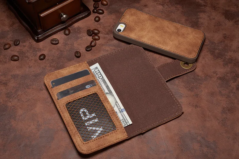 Detachable Magnetic Case Cover for iPhone 5 5S Wallet Flip Card Holder Fundas SE Hoesje Luxury 2 in 1 Women | Мобильные телефоны и