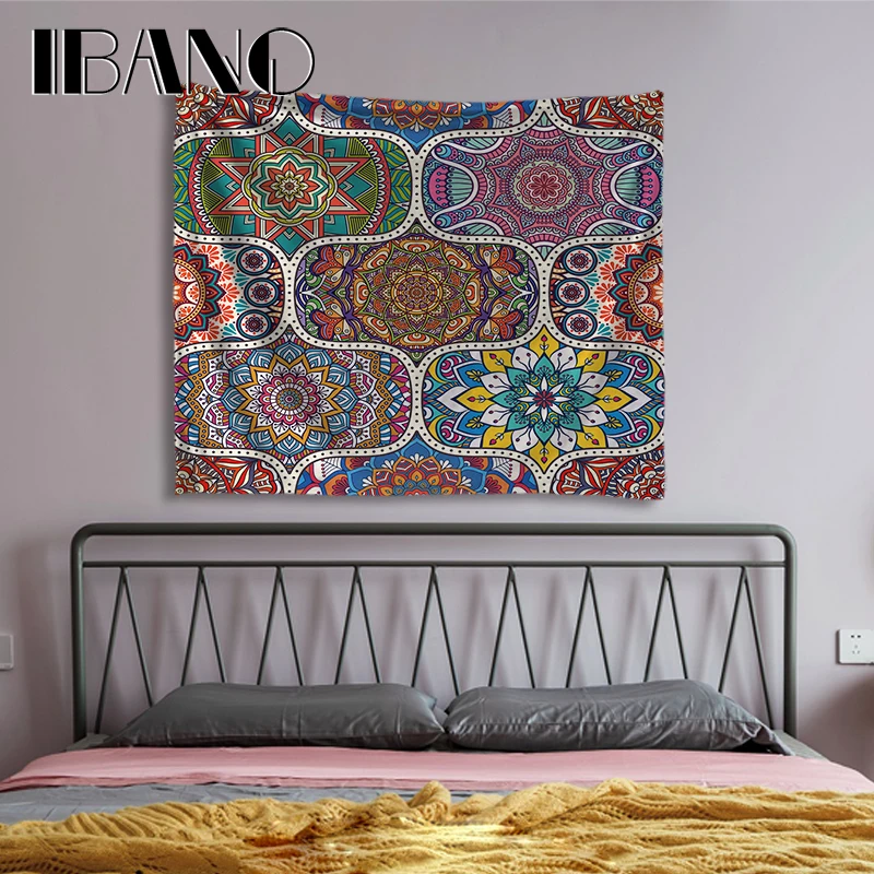 

IBANO Mandala Bohemia Tapestry Home Wall Art Hanging Mandalas Blanket Vintage Decoration for Bedroom Dorm Yoga Mat Tablecloth