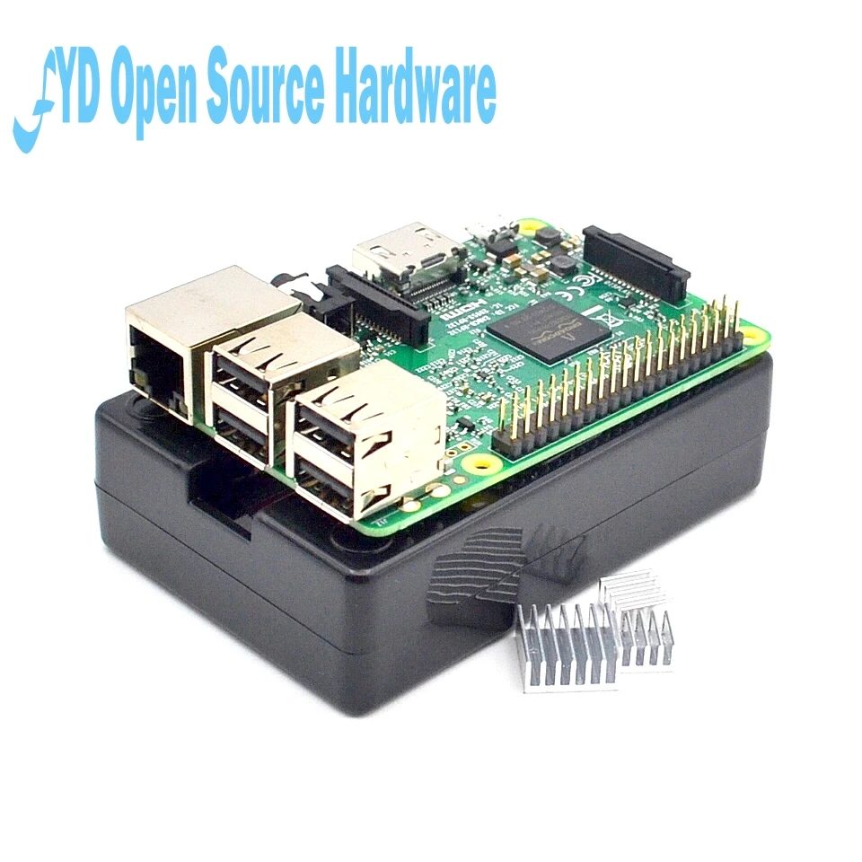 Raspberry Pi 3 Model B плата + черный корпус радиаторы 1GB LPDDR2 Quad-Core WiFi и Bluetooth | Электронные