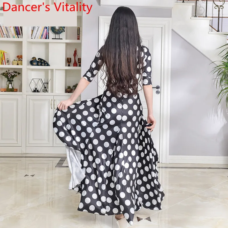 Одежда для танца живота романтическое длинное платье в горошек комплект одежды