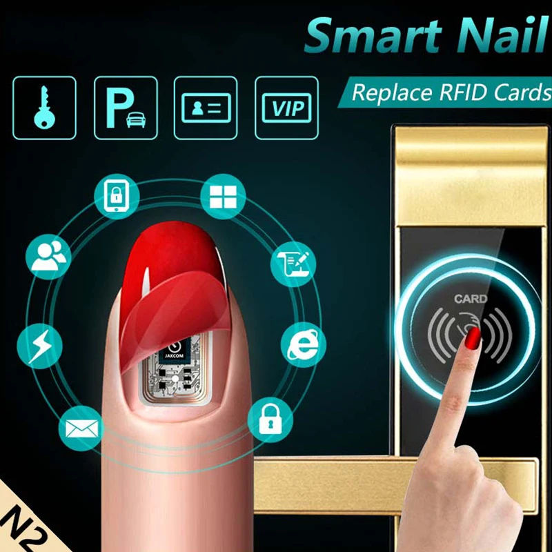 N2 Smart Nail Simulat IC card подключаемый к телефону светодиодный умный маникюр новый NFC