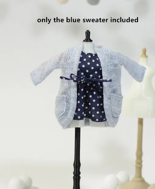blue with point Blyth кардиган свитер для шарнирной куклы свитера для кукл Azone вязаная кукла одежда(Fit blyth, pullip, momomko, azone, JerryB, BJD - Цвет: blue with point