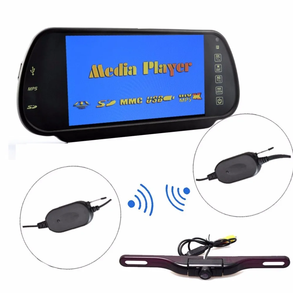 Автомобильный 7 дюймовый монитор зеркала заднего вида HD + фотокамера с креплением