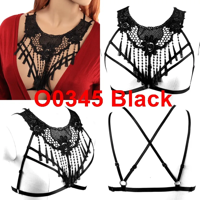O0345 Кисточкой жгут бюстгальтер топ клетка Сексуальные Женщины Strappy Подвязки Пояс Связывание талии клетчатые чулки с подтяжками размера плюс Готический фестивальный рейв - Цвет: O0345