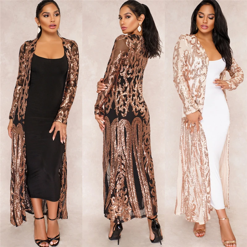 

BAIBAZIN New Cloak of the coat African riche bazin dress for women Sexy Sequins Perspective Cardigan Cloak of the One Coat