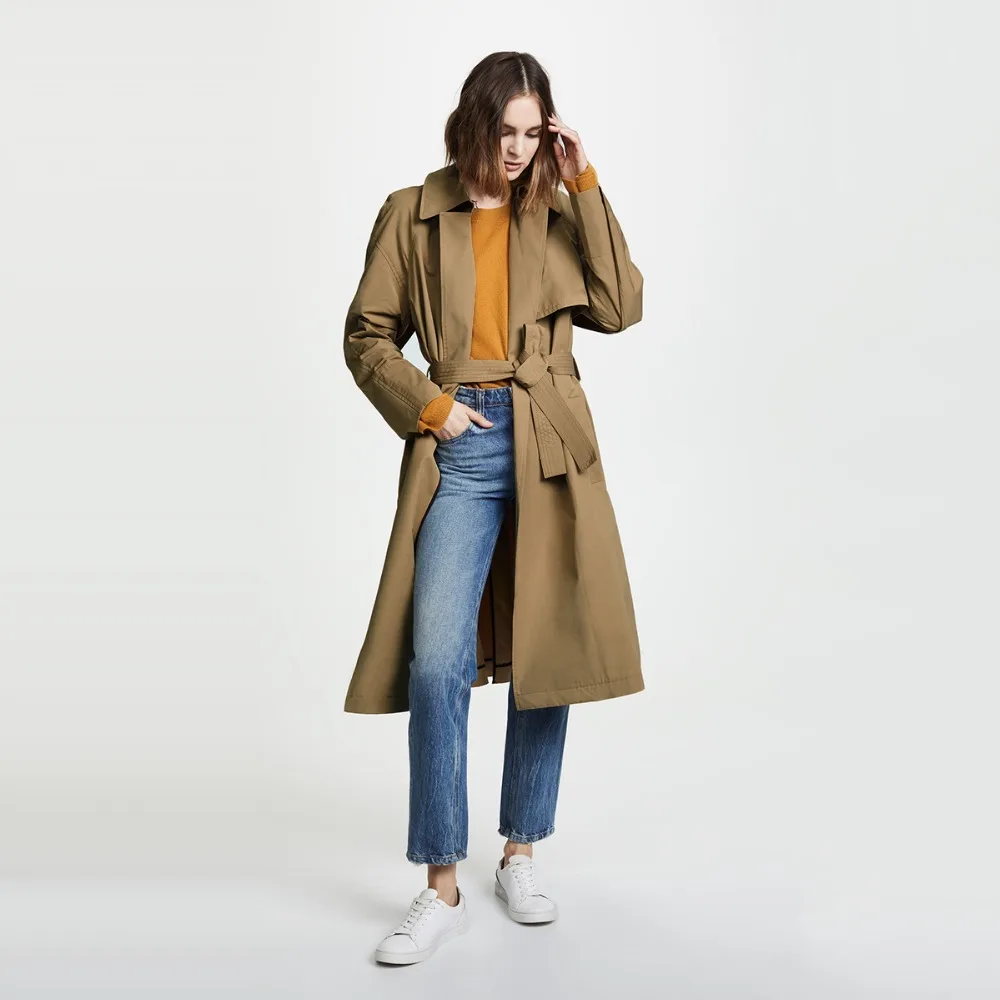 Darcydebie Тренч для Для женщин 2018 осень 6XL 7XL 5XL длинное пальто регулируемый пояс плюс